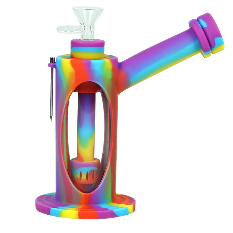 Hookahs 7 '' De pistoolkop Siliconenwaterpijp Handleidingen met glazen kom waterpijpen Dab Rig