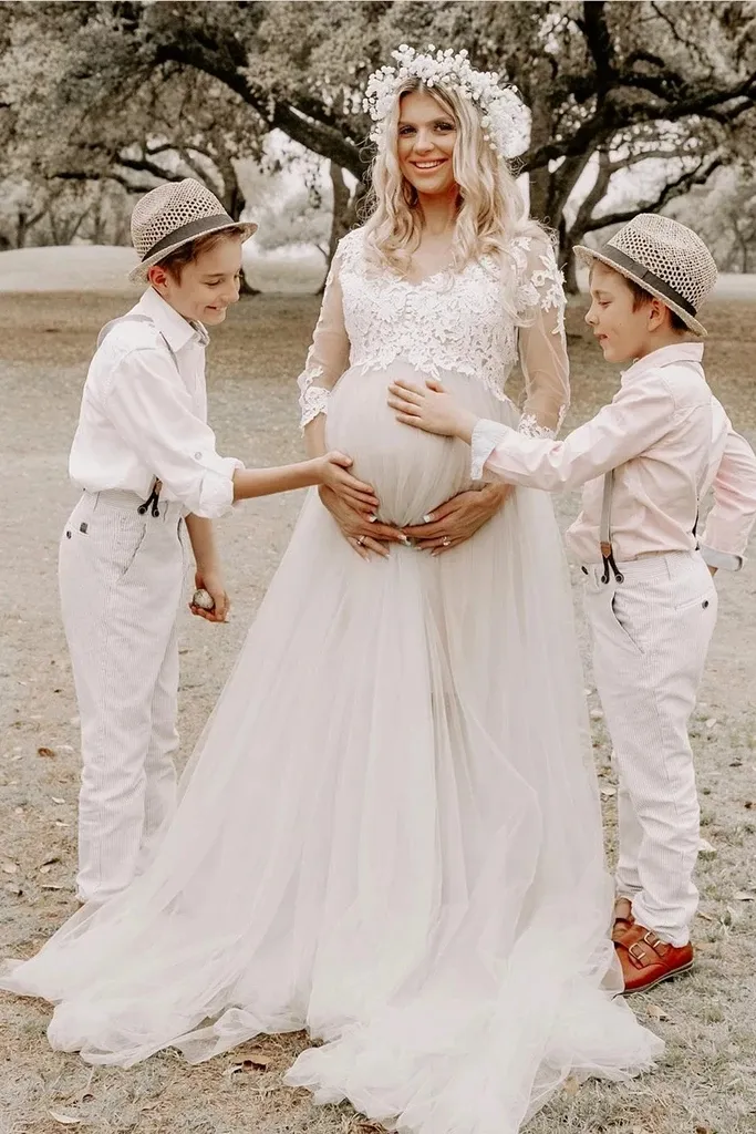Country Boho Maternity Wedding Dresses With Sleeves Summer Beach