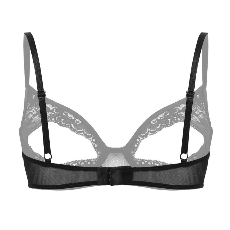 Women Lingerie Erotic Sheer Floral Lace Bra Top Wire Free Unlined