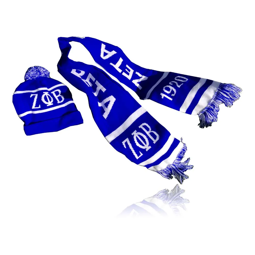 Zeta phi beta sororit chapéu lenço conjunto de chapéu e lenço para mulheres menina morna gorros zpb para anel de menina pompoms inverno chapéus