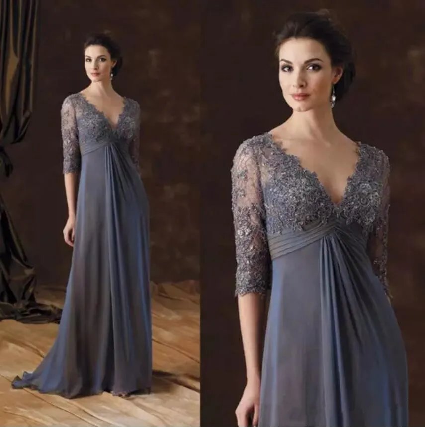 فساتين الأم أنيقة الأم لعروس ارتداء V-neck Empire Weist A-Line Wear Wear-Flight-Lend