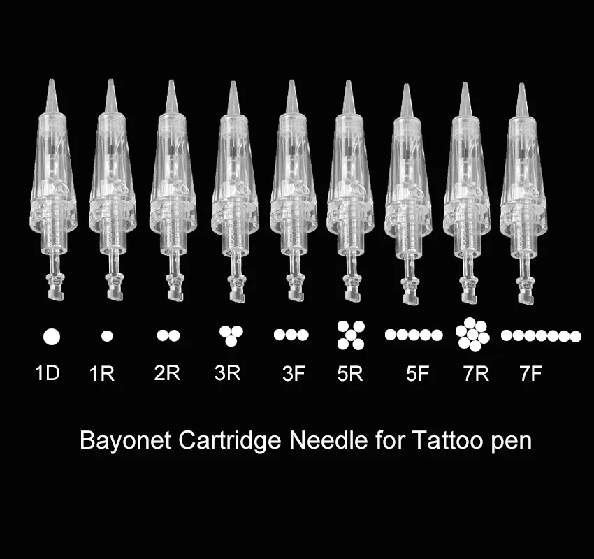 1 stks Bajonet Cartridge Naald 1D 1R 2R 3R 3F 5R 5F 7R 7F voor Micropigmentatie Apparaat Permanente Make-Up wenkbrauw lip tattoo pen WS201
