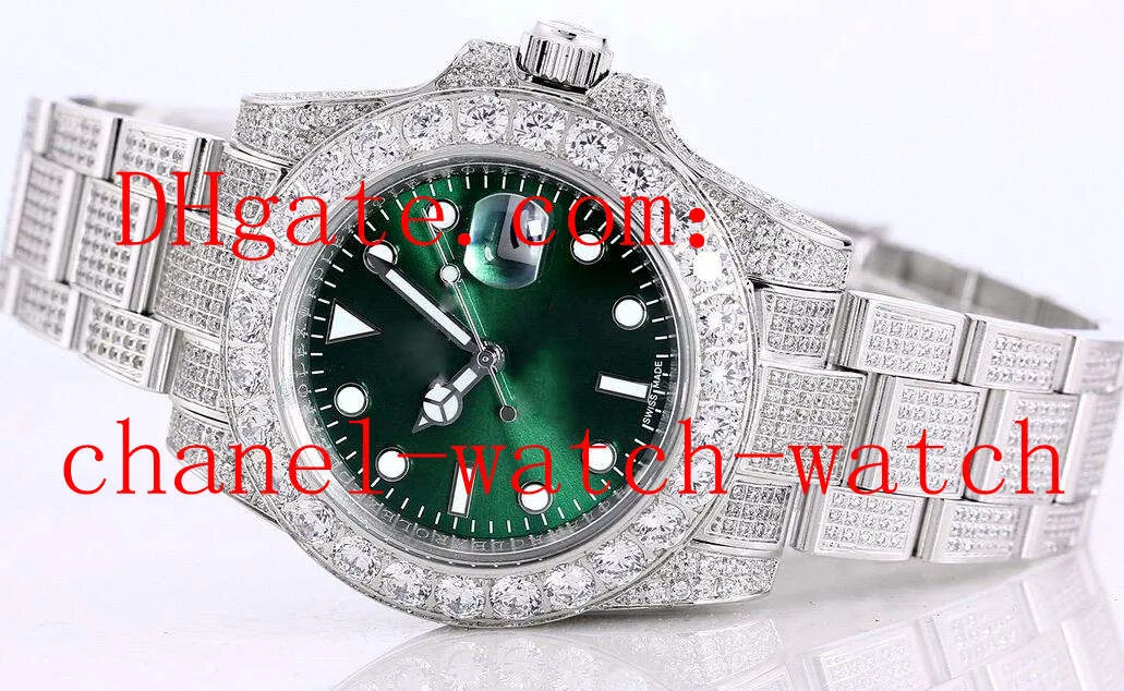 Luxe 40mm Automatique Machines 2813 Mouvement Mens Watch 116610 Tout Diamant Acier Inoxydable Hommes Date Montres-Bracelets
