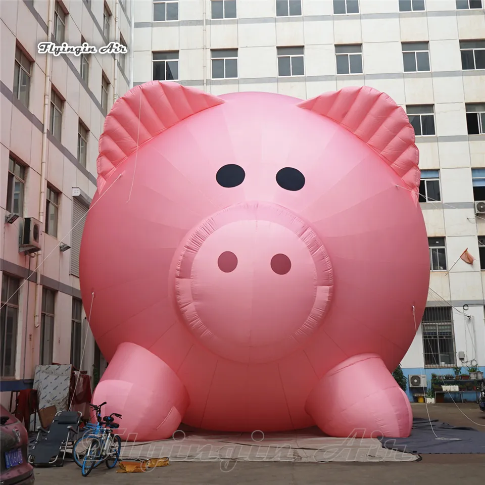 Outdoor Parade Performance Riesiger aufblasbarer rosa Schwein-Tierballon 3 m/6 m niedliches Werbungs-Luftgeblasenes Schwein-Modell für Veranstaltung