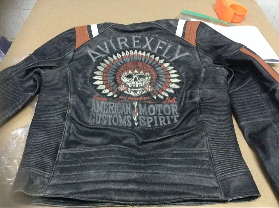 オンラインストア超高品質 インドのアバター刺繍ストリートファッションアビレックスフライ男性100 純正レザージャケットオートバイレザージャケットアメリカの習慣 安い通販サイト Apea Asia