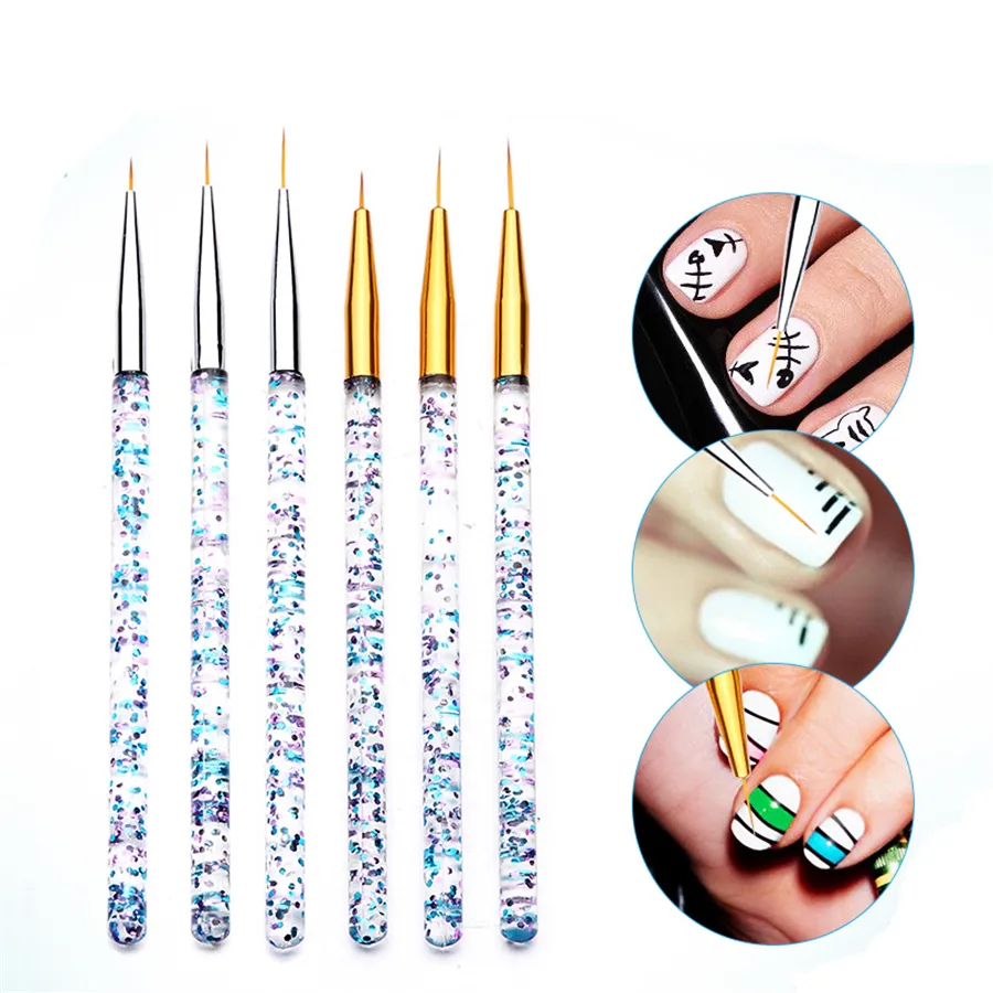 7/9/11/15 mm Nail Art Liner Brush Painting Bloemtekening Franse lijnen Grid Stripe Acryl UV -gel Pen Diy Manicure Tools XBJK1912