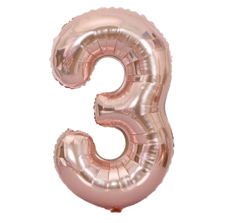 40 pollici Combinazione gratuita numero foil palloncino mylar elio palloncino numero oro rosa per decorazioni nuziali forniture per feste