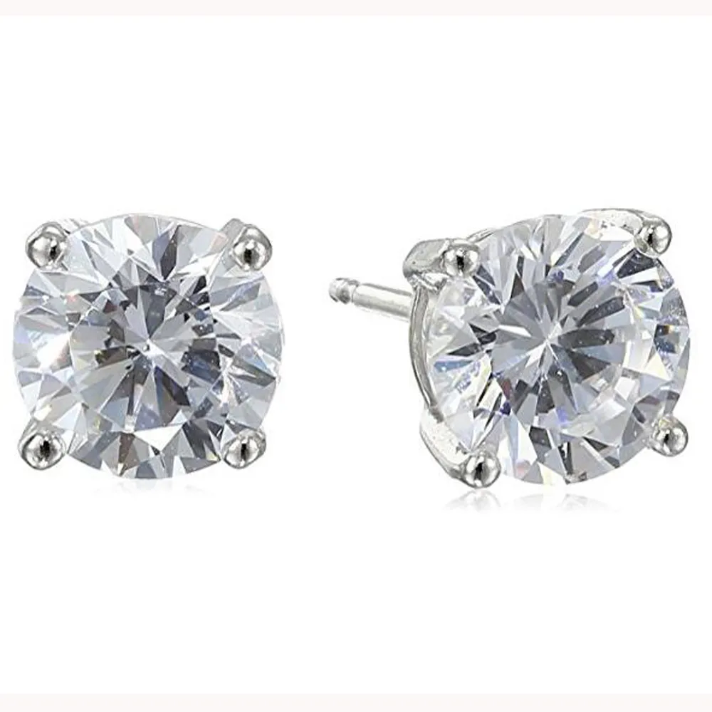 Luckyshine Fashion Cute Round Cut White Topaz Stud 925 Silver Män För Kvinnor Lovers Zircon Stud Örhängen Smycken