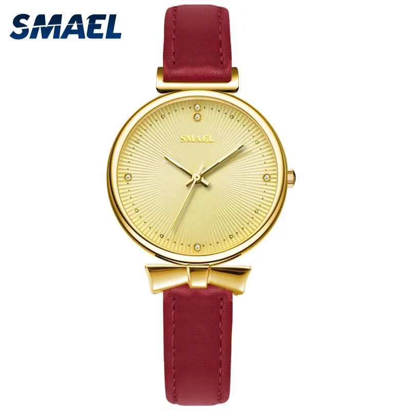 Mulher assiste a marca de luxo Smael Quartz Wristwatches para fêmeas damas de ouro rosa assistem à prova d'água 1907 Clock Women Sports Casual