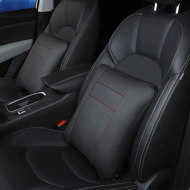 Luxury Skin Leather Car Seat Lumbar Back Support And Blanket Kit For