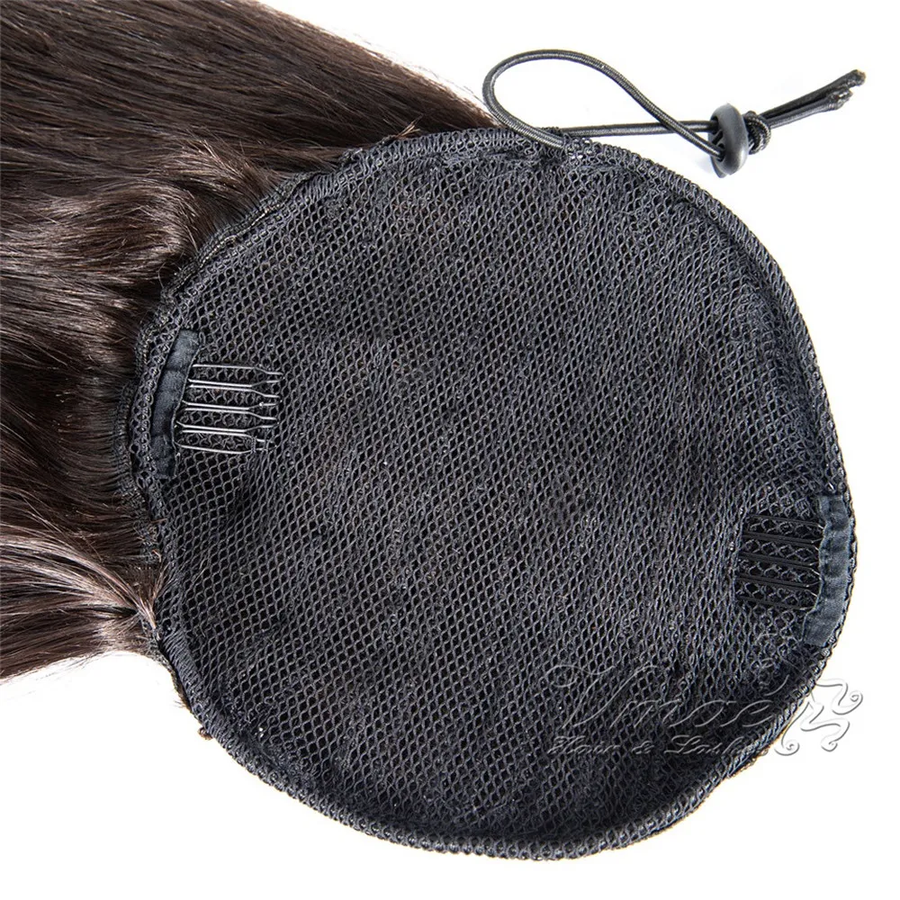 Horsetail Straight Hole Tight Clip In 100g Blond BR Eghet Naturlig Svart Hårförlängningar Dragstjärna Ponytail Virgin Human Hair