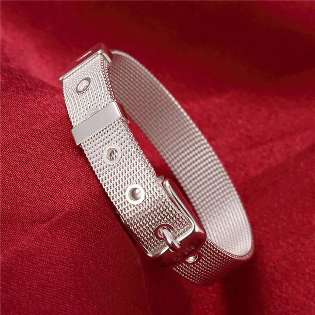 Elegant Sterling Silver 925 cubic zirconium buckle Mesh Bracelet 925 Sterling Silver Mesh Bracelet for Women with Cubic  main image 4