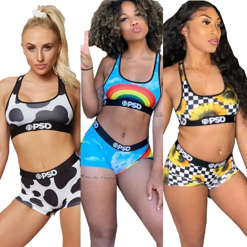 Sexy PSD Women Swimwear Bra Shorts Two Piece Sets Tracksuit Short Pants  Patchwork Shark Camo Swimsuit Fitness Running Sports Suit outfits