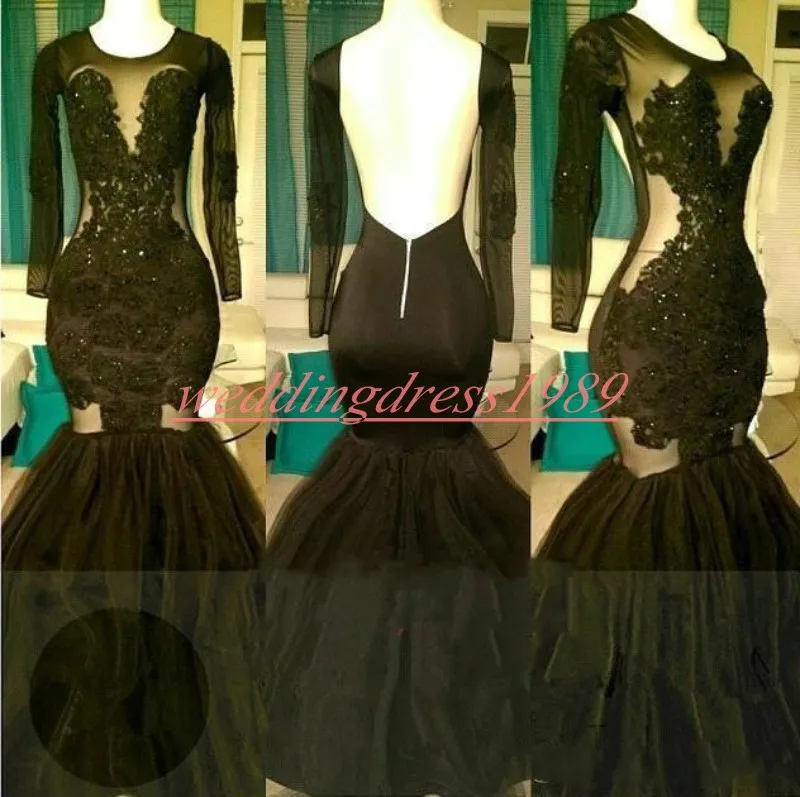 Modest Backless Sheer sirena vestidos de baile 2022 manga larga apliques africanos vestidos de fiesta Robe De Soiree Pageant vestido de noche formal