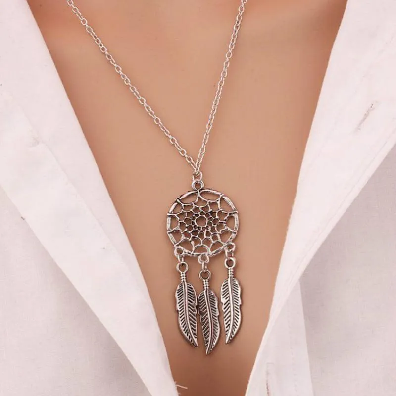 Fashion Dreamcatcher Feather Necklace Pendant Jewelry Whole A Clavicle Temperament Woman A Gift184Z