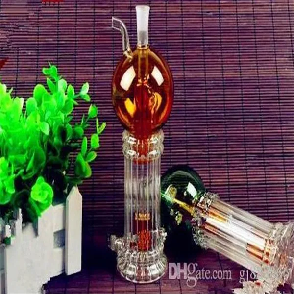 On The Double Layer Core Ball Two Water Bottles ,Wholesale Bongs Oil Burner Pipes Water Pipes Glass Pipe Oil Rigs Smoking Free Shipping