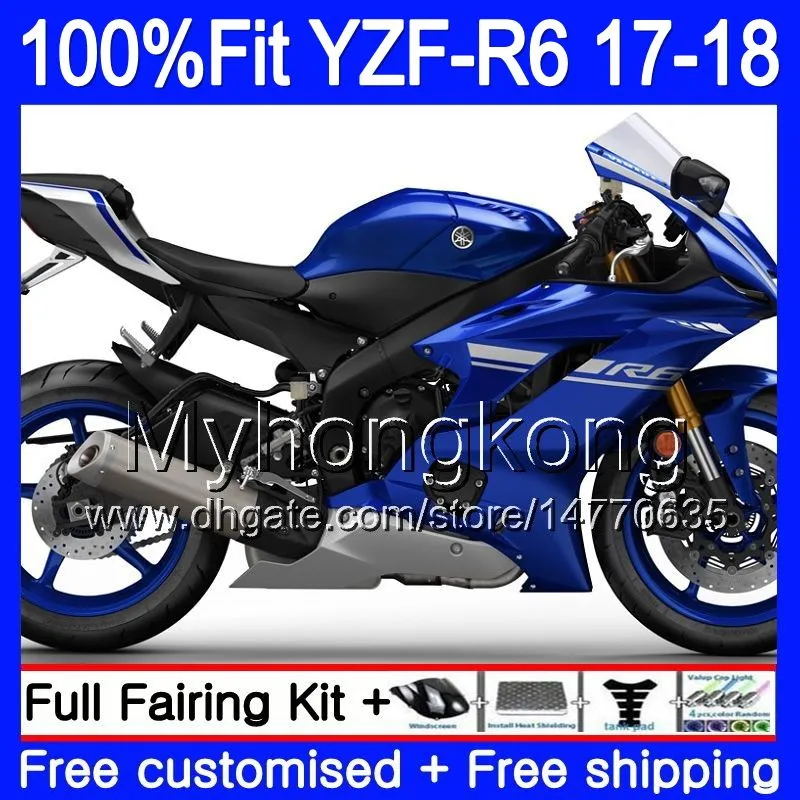 Ciało wtrysku dla Yamaha YZF600 YZF R6 YZFR6 2017 2018 248 HHM.0 YZF 600 YZF R 6 YZF-600 YZF-R6 17 18 Łóżka Zestaw + 7gifts Hot Factory Blue