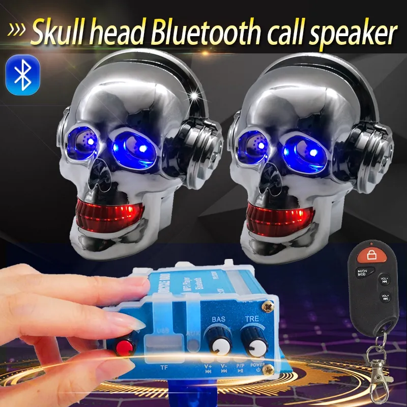 1 szt Motocykl Czaszka Bluetooth Audio z MP3 Wodoodporny wzmacniacz połączeń Subwoofer 12 V Pedal Trzy koła Pedal Anti-Theft Głośnik