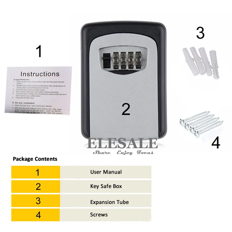 Key Safe Key Box, Portable Combination Lockbox Wall-Mounted Key Box for House Keys, 4 Digit Combination Password Key Holder, Home Security Box Organizer Case (Grey