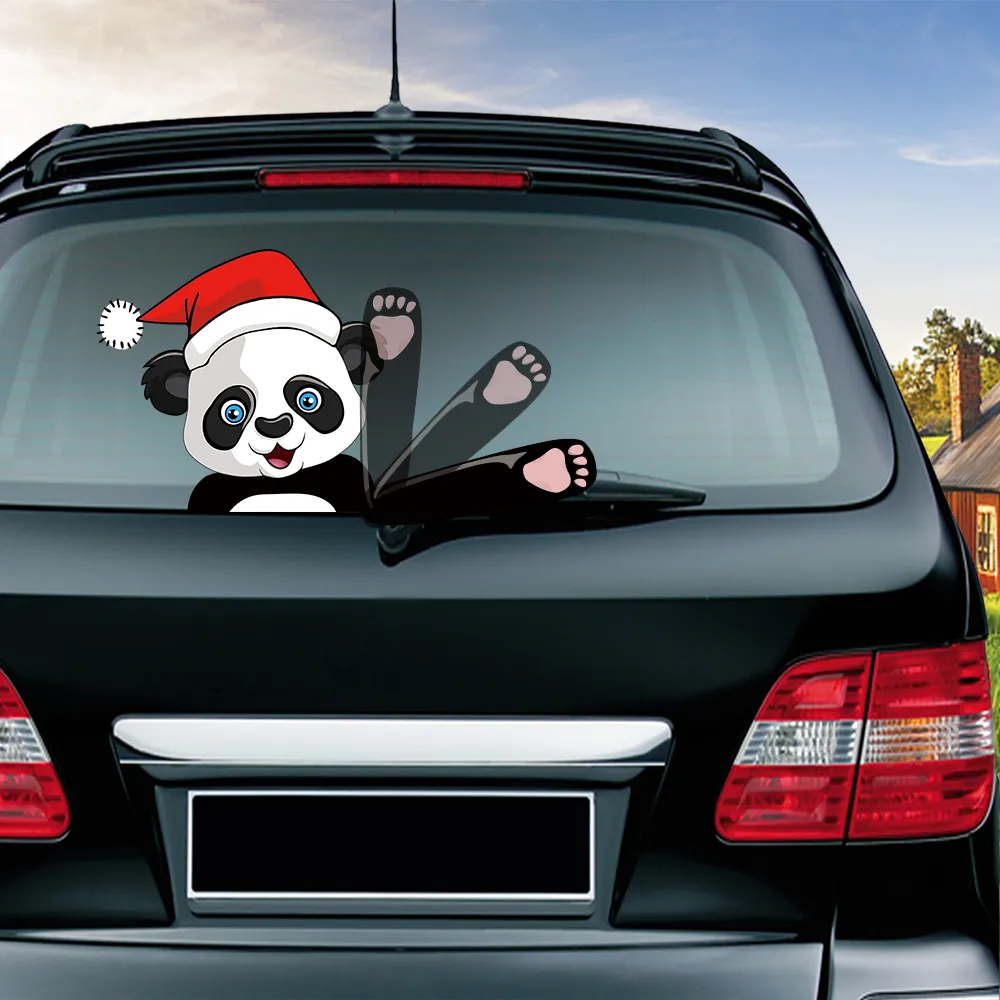 Panda Mit Weihnachtsmütze Winken Wischer Decals PVC Auto Styling  Heckscheibenwischer Aufkleber Heckscheibe Aufkleber Auto Aufkleber Aufkleber  Von 14,03 €