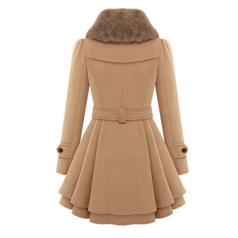 Autumn Winter Coat Women Wool Blend Trench Turn Down Collar Overcoat Female Red Long Sleeve Peacoat Elegant Coats 4XL Plus Size From 23 05 DHgate