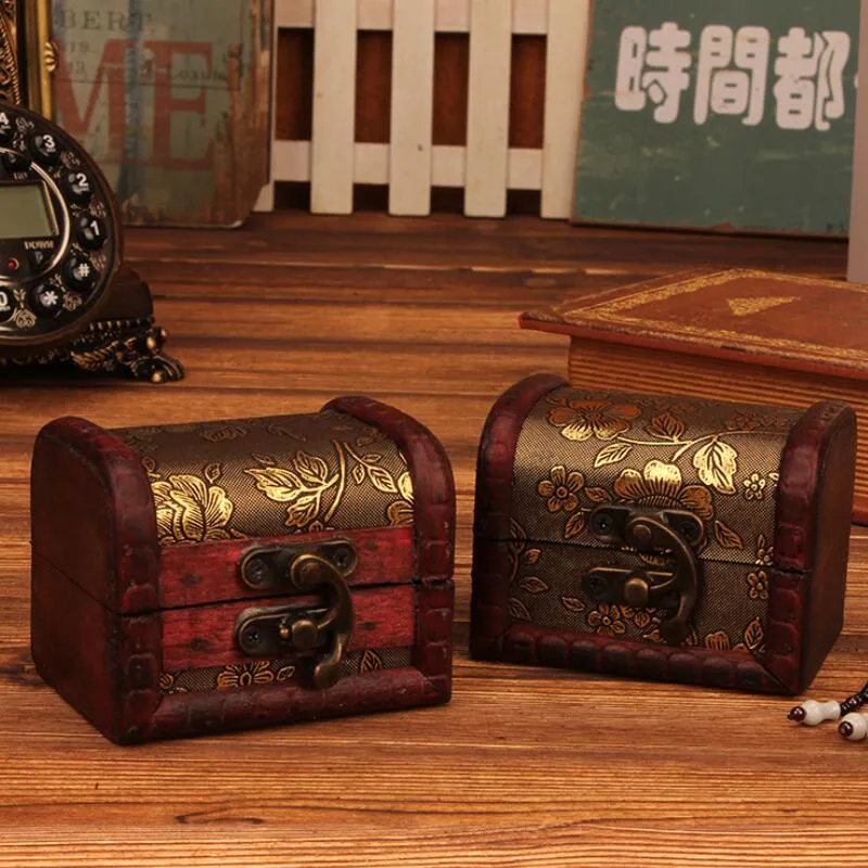 Mini Coffre Au Trésor En Bois Décoratif Vintage Style Chinois Coffre Au