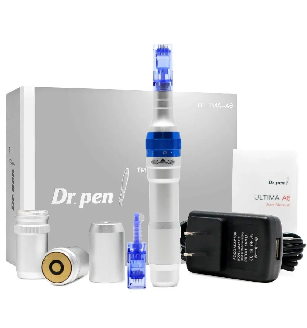 Elettrico ricaricabile senza fili Auto Derma Pen A6 Dr Pen Microneedle Roller con cartuccia ad ago Cura della pelle Bellezza Anti acne Rimozione delle rughe