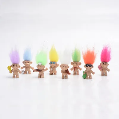 Den nya kawaii färgglada hårstroll doll familjemedlemmar troll dagis pojke flicka troll leksaksgåvor