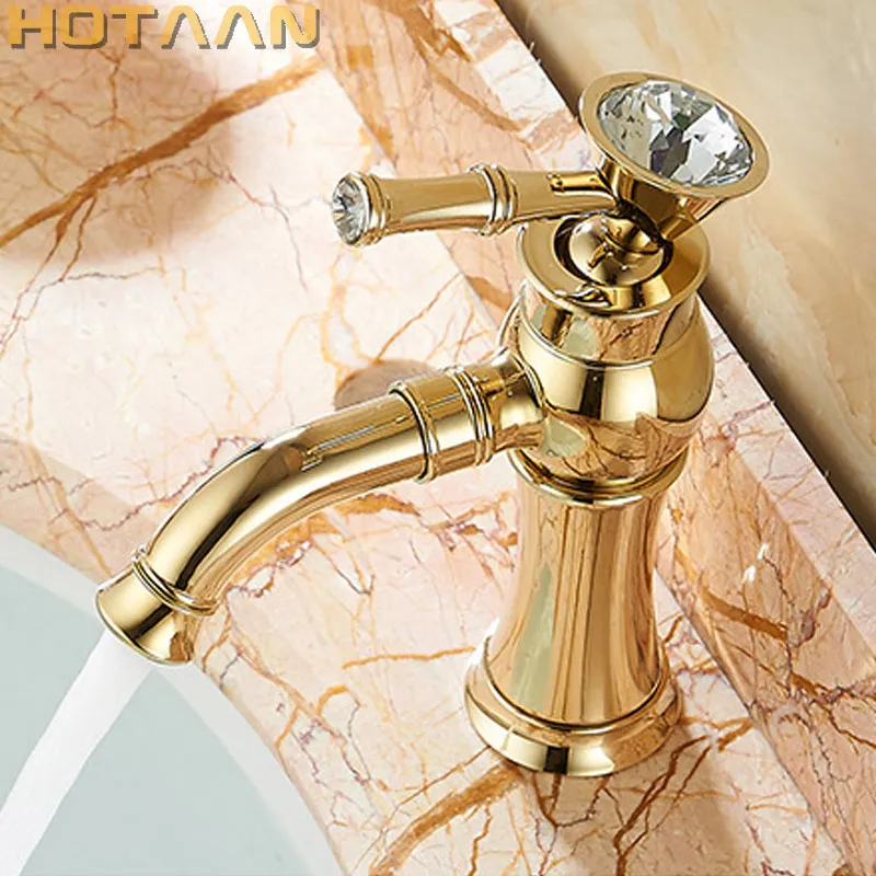 Spedizione Gratuita Nuovo arrivo Rubinetto per lavabo da bagno in oro Finitura oro Miscelatore in ottone con torneiras in ceramica para banheiro YT-5027