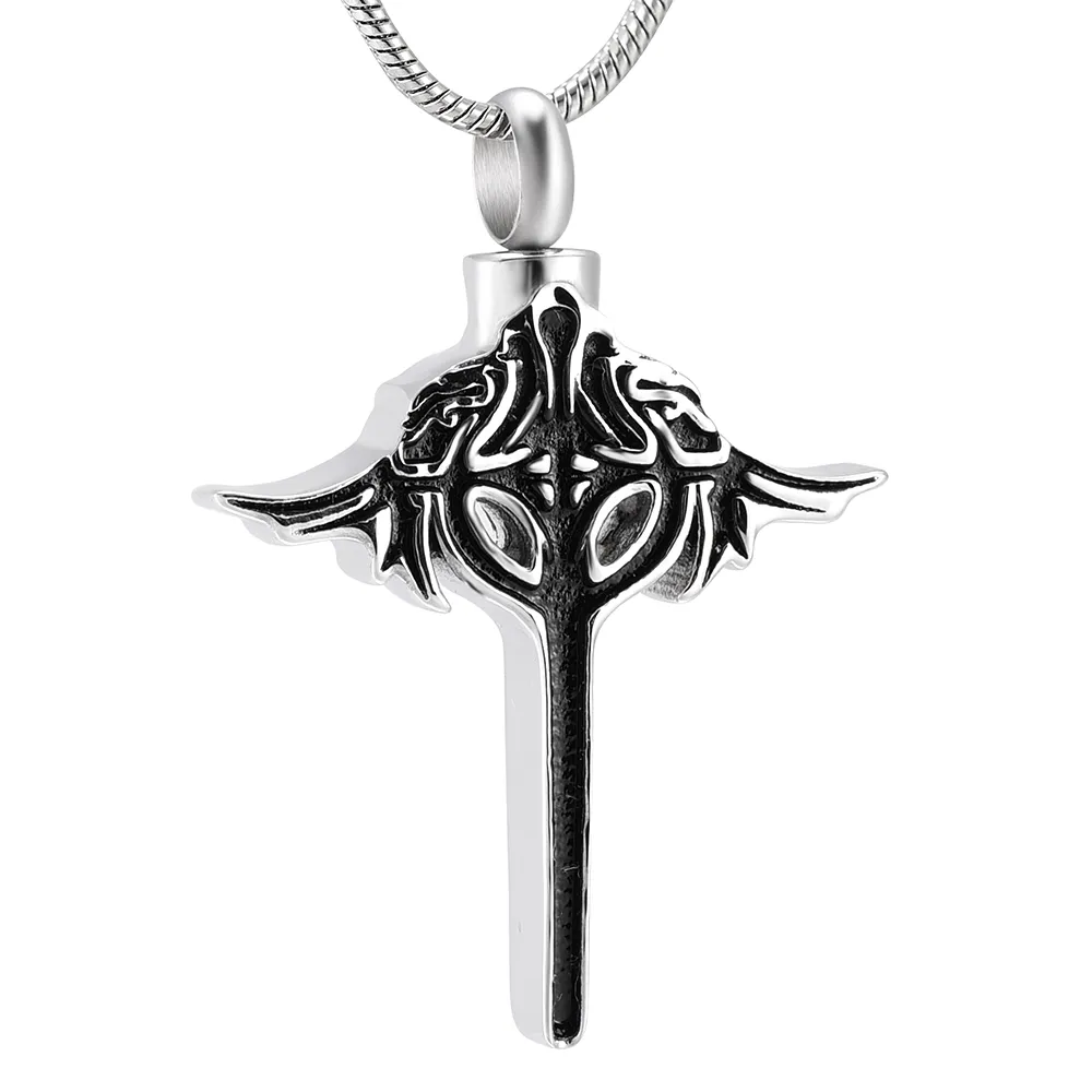 IJD9997 Cool Cross for Men High Quality 316L Stainless Steel Cross Urn Necklace For Ashes Stainless Steel Keepsake Memorial Cremation Locket