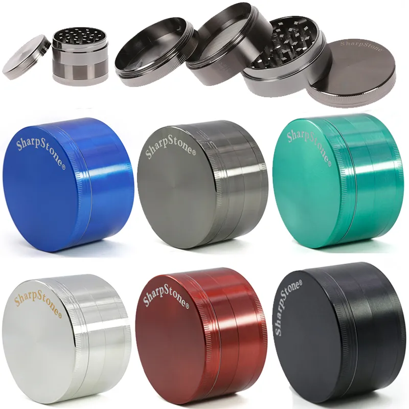 SHARPSTONE Herb Grinder Accessori per fumatori 40mm 50mm 55mm 63mm Diametro Smerigliatrici in metallo secco Tabacco Spice Crusher In lega di zinco 5915S