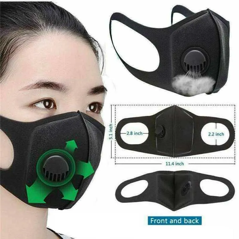 Sünger Yeniden kullanılabilir PM2.5 Koruyucu Yüz Ağız Maskeleri Siyah Wide sapanlar Mascherine Yıkanabilir solunum maskeleri Fy0002 Değer Designer Filtreler