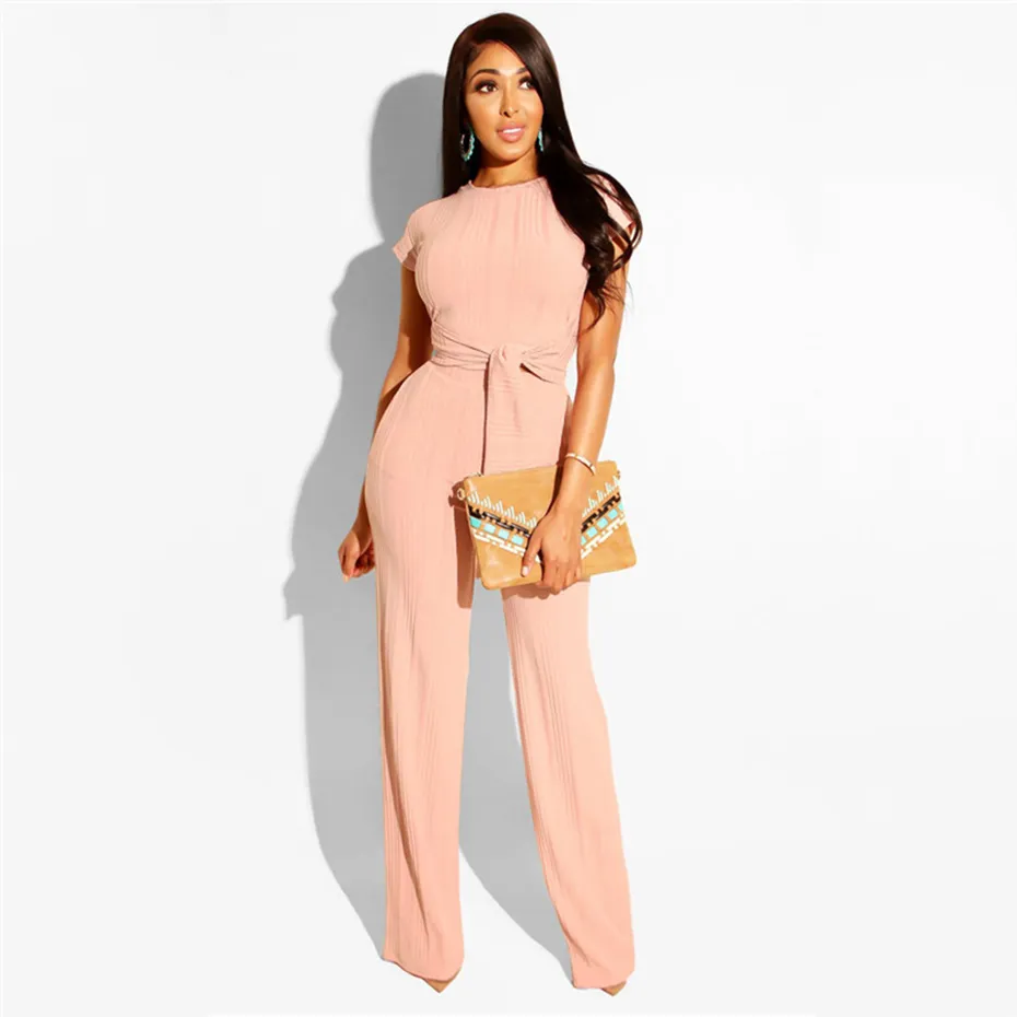 2019 New Women Two Piece Set Knitted Short Sleeve Tie Up Straight Long Pants Suits Vintage Tracksuit Outfit