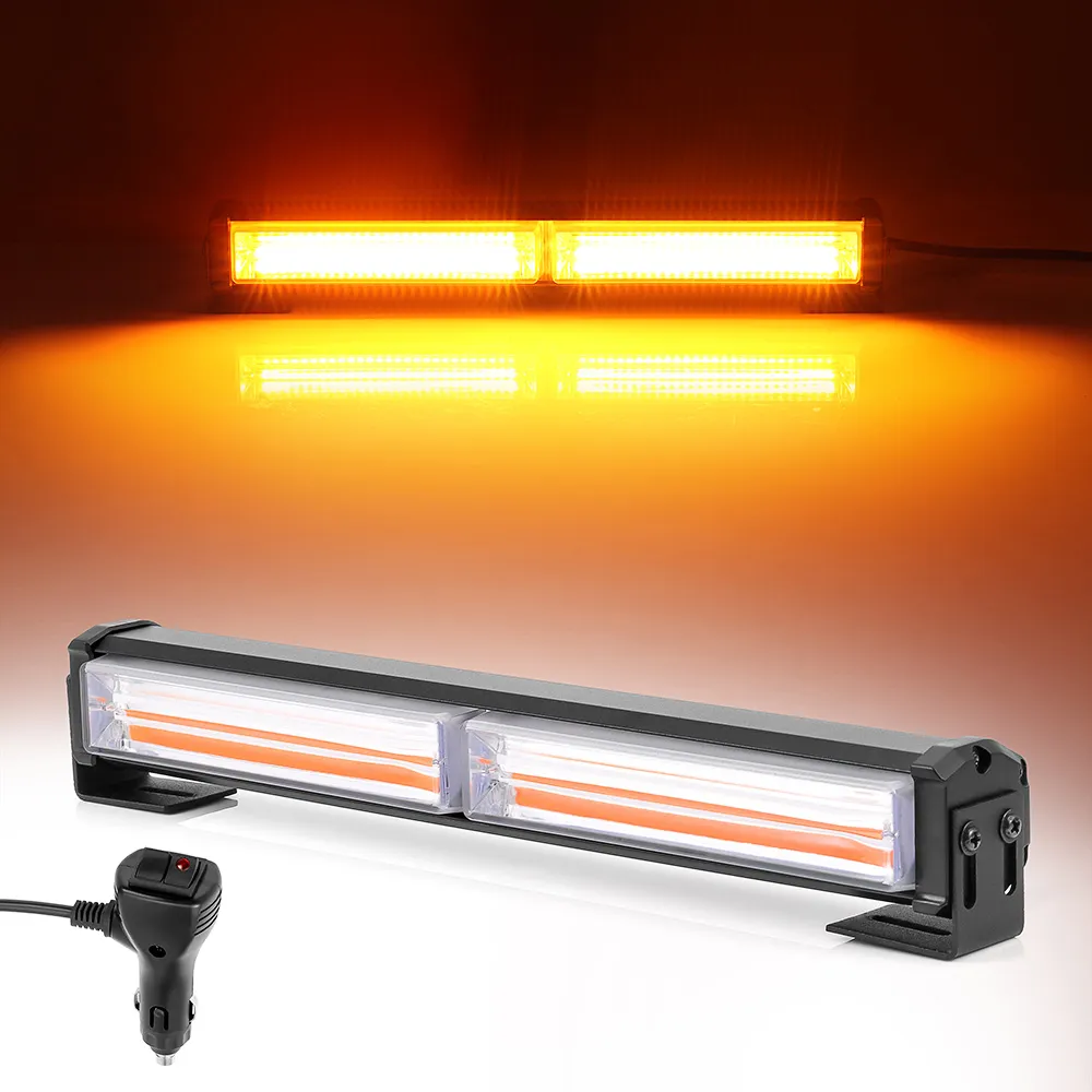 36W LED 스트로브 플래시 경고 라이트 앰버 LED COB 9 모드 스타일링 자동차 경고 빛 비상 Flasher 스트로브 램프 12V