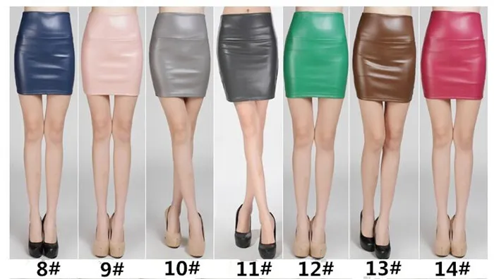 autumn winter warm Women Skirts PU faux leather skirts tight stretch female short pencil mini skirt M389