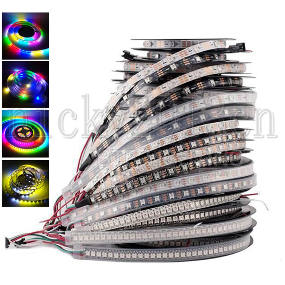 5V WS2812B 5050 RGB LED Pixel Esnek Strip Işık Bandı Rüya Sihirli Sihirli Tam Renk Değiştirme Bireysel adreslenebilir 30/60/14leds su geçirmez