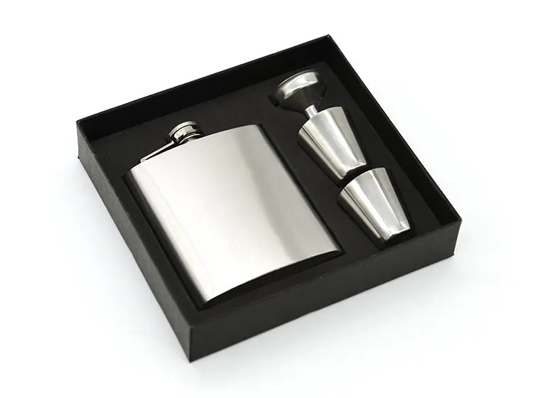 7oz Pocket Flagon Rostfritt stål Höftflaskor med två koppar Portable Outdoor Wine Pot Vattenflaskor för män