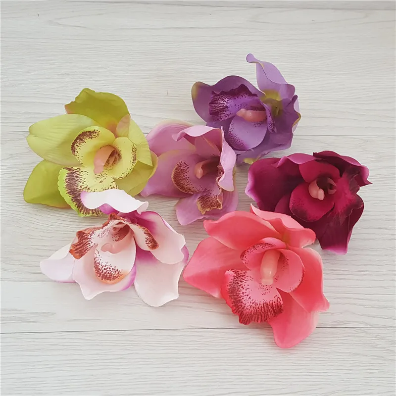 6 couleurs 50 pcs Artificielle phalaenopsis flanelle soie orchidée têtes bricolage cheveux accessoire poignet corsage décoration