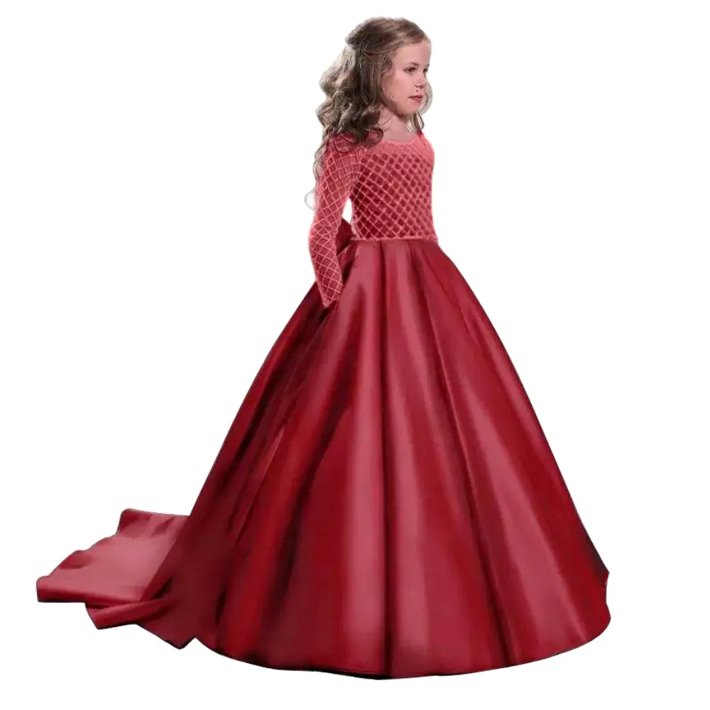 Gown for girls_Faye Wine Embroidered Gown - faye