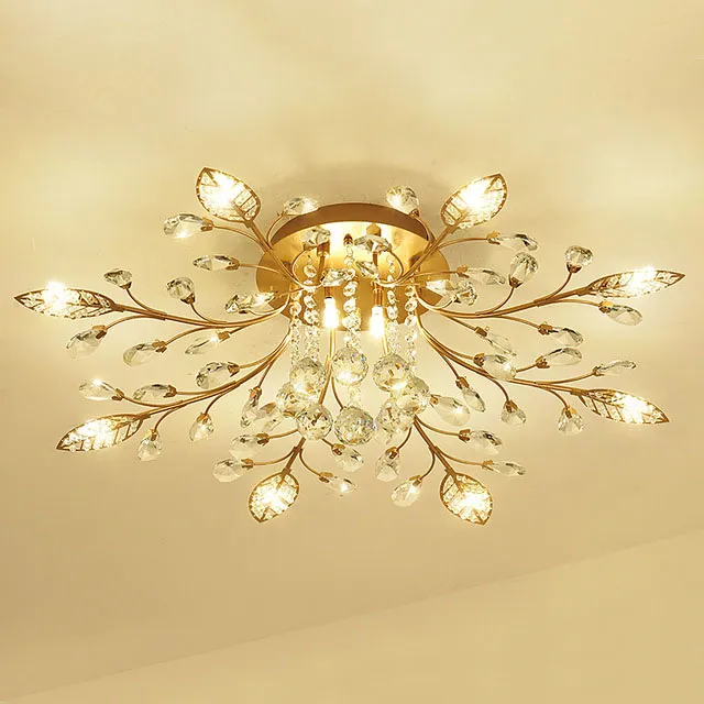 Französischer Designer Glas Kristall Lüster für Wohnräume in Gold