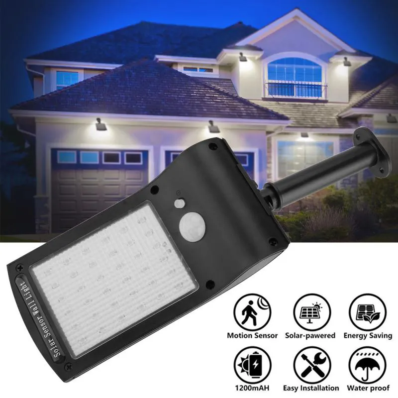 Telecomando a 36 LED Staffa di rotazione Lampione stradale solare Lampada da parete da giardino a energia solare a LED impermeabile per esterni Sensore di movimento PIR