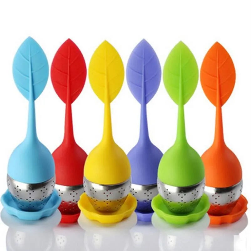 Tea Infuser Tools Leaf Silicone With Food Grade Make Tea Bag Filter 6 Colors Stainless Steel Tea Strainers LX5610