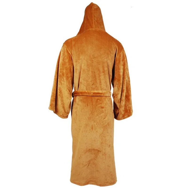 mens brown dressing gown Men's Tan Long Belted Genuine Lambskin Leather Bathrobe 2XL main image 0