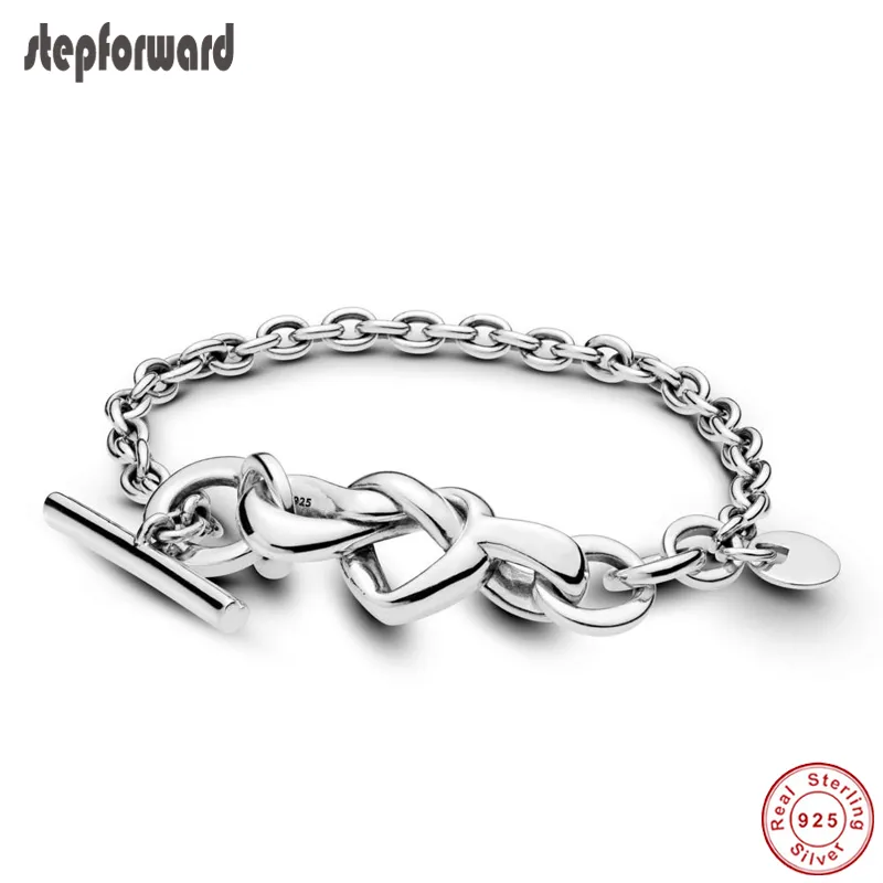 Stap Voorwaarts Nieuwe Ontwerp Armband 100% 925 Sterling Zilver Hart Ineenstwinted Europese Armbanden Kerstcadeau voor Vrouwen en Meisje