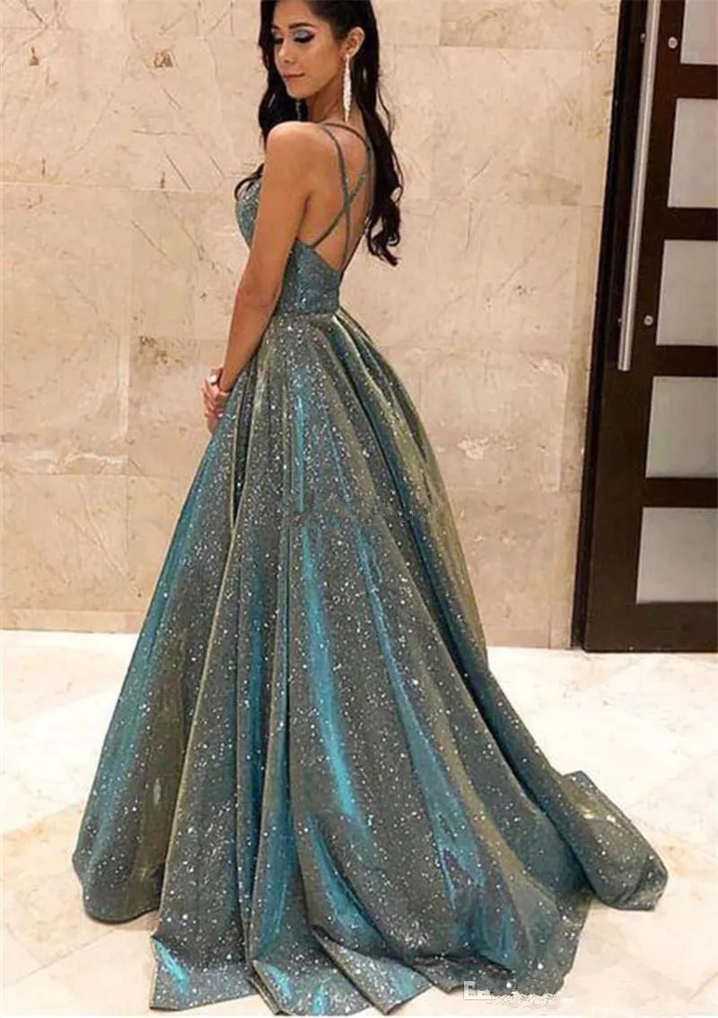 strapless open back dress Zapaka Women Sequins Prom Dress Spaghetti Straps Silver Party Dress with Slit, Silver / XL