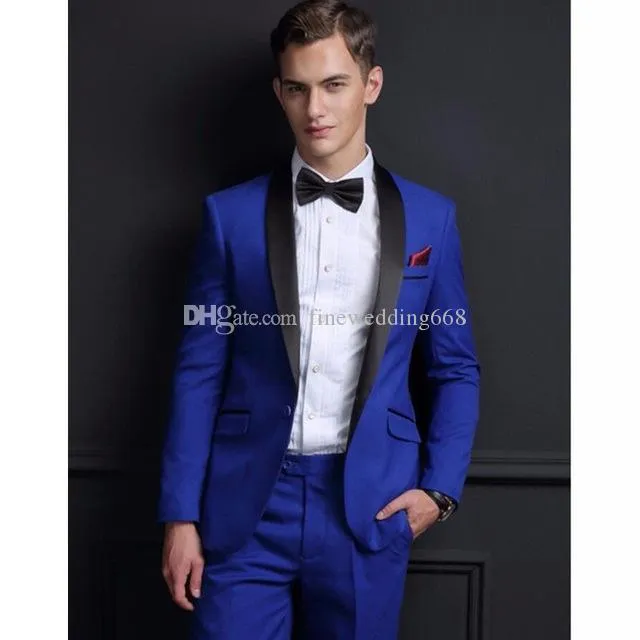 Handsome One Button Groomsmen Shawl Lapel Groom Tuxedos Men Suits Wedding/Prom/Dinner Best Man Blazer(Jacket+Pants+Tie) AA267