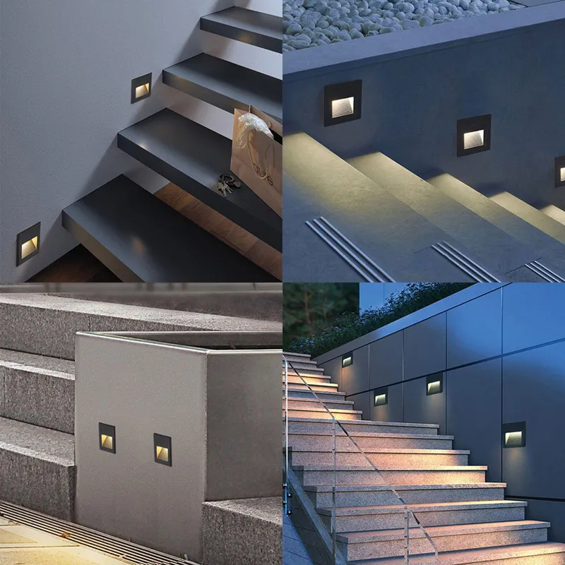 3W Waterproof Corner Deck Light Recessed LED Step Lights LED Stairs Step Night Light Indoor