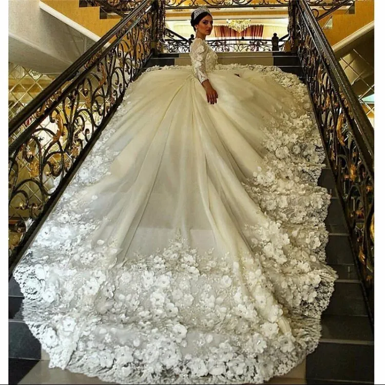 Buy 3D Flowers Spaghetti Straps Tulle Wedding Dresses V Neck Fairy Lace Bridal  Dresses SRS15485 Online – rosepromdress