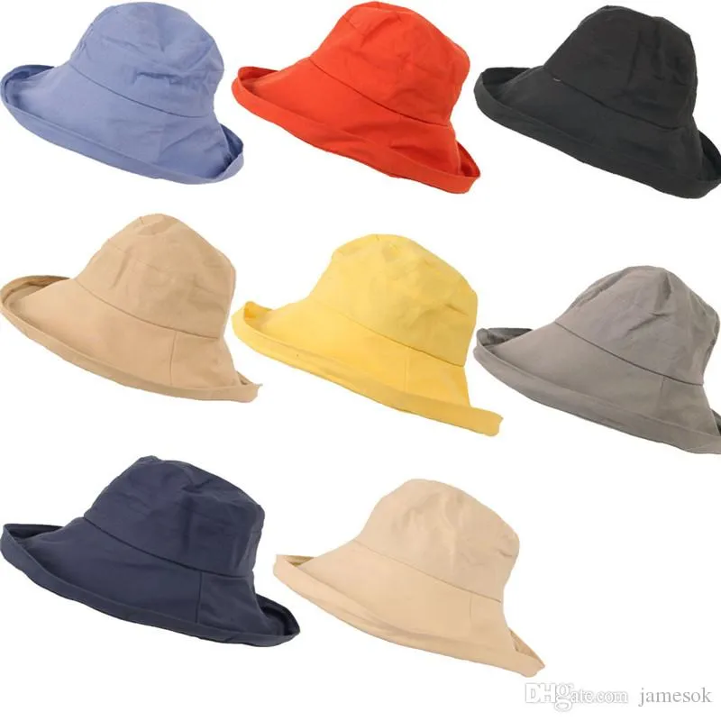 8 verschiedene einfarbige Mädchen im Freien Sonnenschutzhut Sonnenschutz Strandkappe Frauen Stoff Mode Hüte beliebter heißer Verkauf DA282