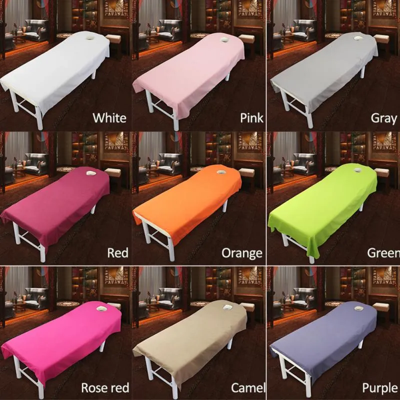 Draps de salon de beauté draps de couverture de table de lit de traitement de massage SPA avec trou 9 couleurs au choix